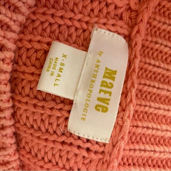 Anthropologie Maeve Mackenzie Cotton 3/4 Sleeve Pink Peach‎ Sweater Size XS - Picture 8 of 8